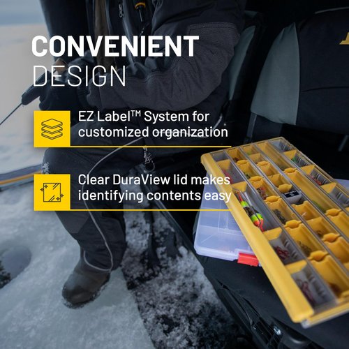 Plano EDGE Premium Terminal Tackle Utility Box, Clear and Yellow, Rust-Resistant Storage, Waterproof Tackle Tray Organizer for Weights, Hooks, and Baits