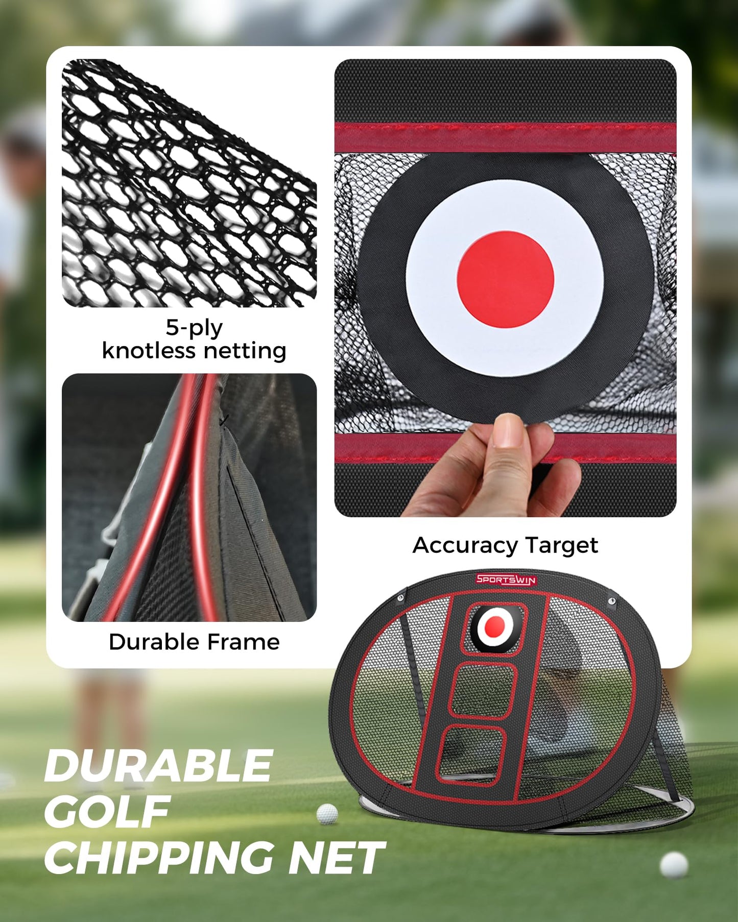 10x7ft Heavy Duty Golf Practice Net with Mat, Target Cloth, 8 Tees, 6 Balls, Carry Bag, Golf Training Net for Backyard Driving Chipping Indoor Outdoor