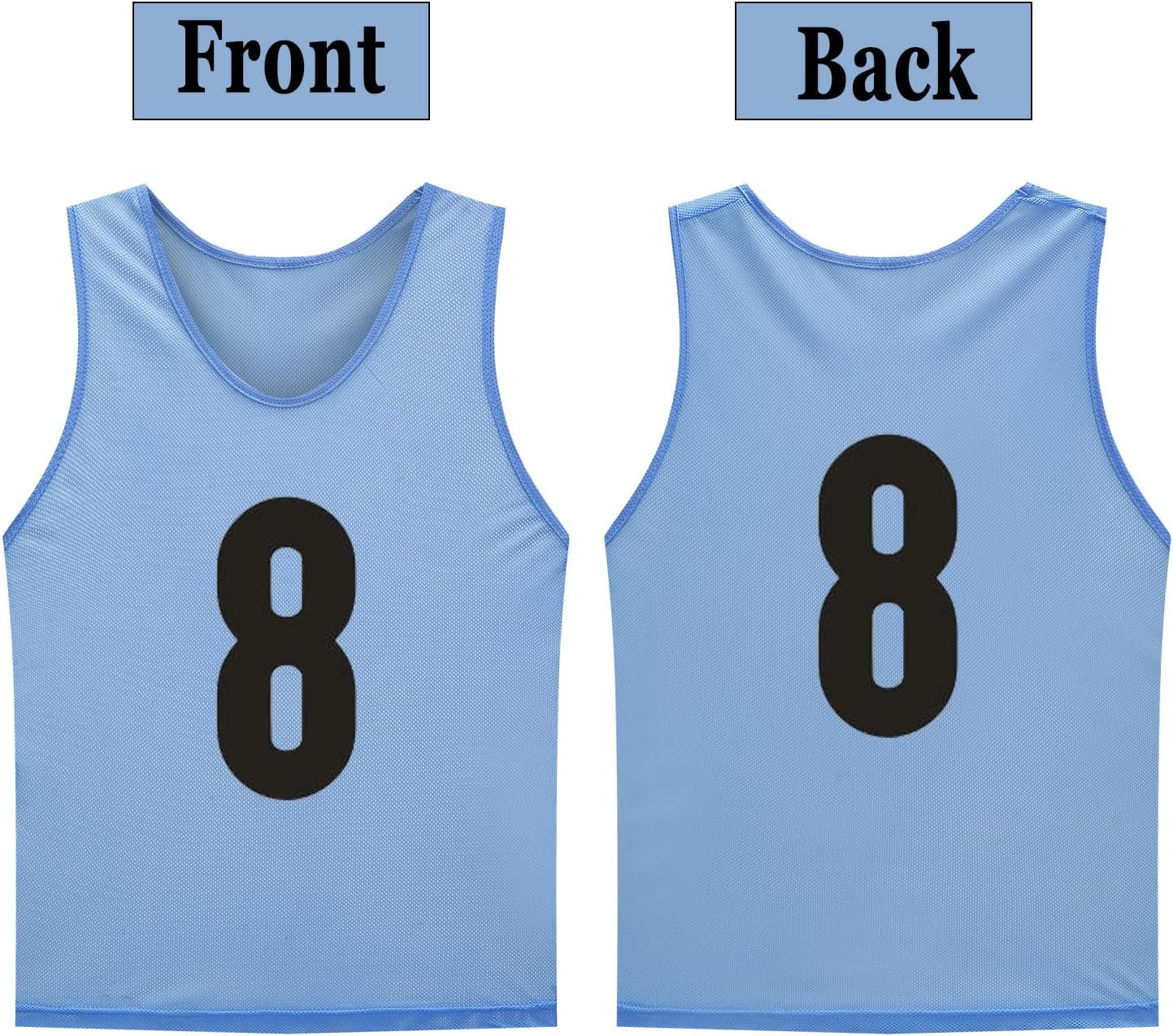 12 Pack(1-12) Numbered Jerseys/Soccer Bibs/Scrimmage Pinnies/Team Training Vest for Adult Youth Kids.