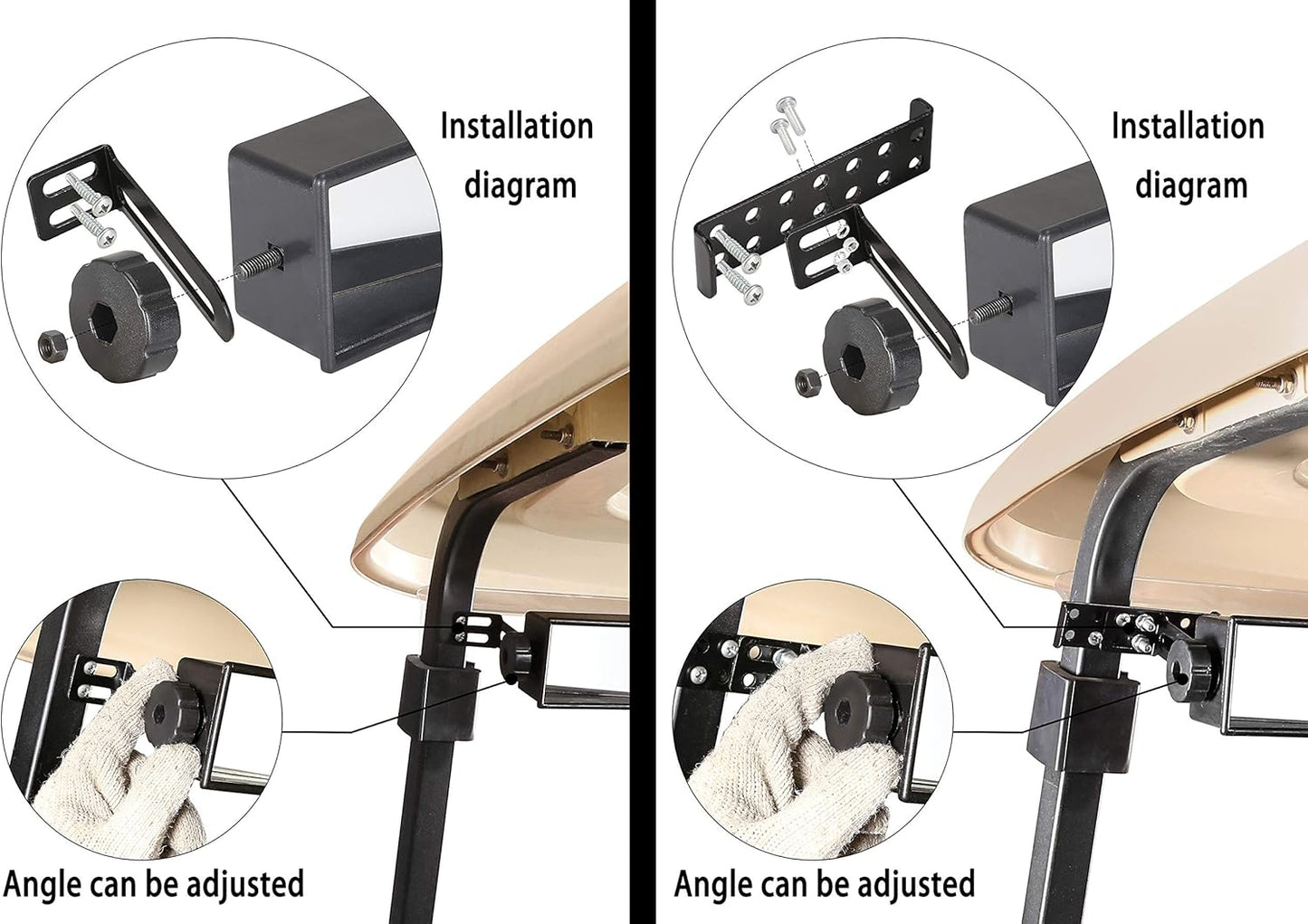 10L0L Universal Golf Cart 5 Panel Mirror for Yamaha EZGO Club Car, Eliminate Blind Spots Wide Angle Rear View Mirror