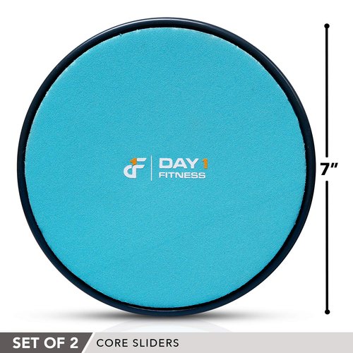 Core Sliders by Day 1 Fitness, Set of 2 Black/Mint, Dual Sided for Carpet and Hard Floors - Premium, Multipurpose Gliding Discs to Strengthen Abs, Lower Back - Portable Abdominal Equipment