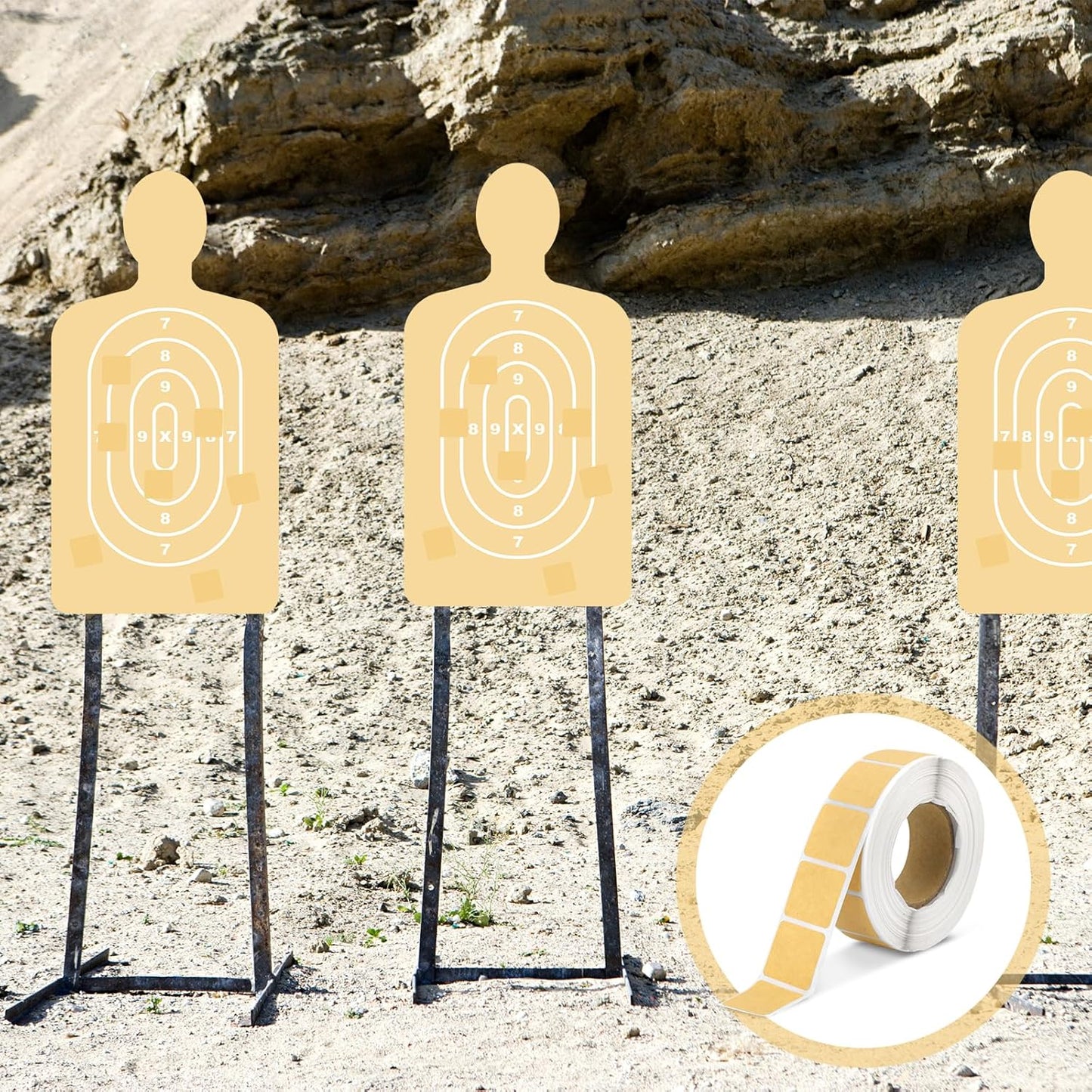 2000pcs/2 Rolls Target Pasters, 1 Inch Self-Adhesive Target Stickers Tape Square Shooting Cardboard Paper Targets Label Marker for Shooting Range Practice