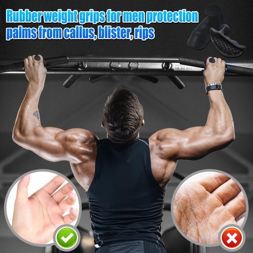 HSFOOYL Weight Lifting Grips for Men Women Deadlifts, Ergonomics Anti-Slip Workout Grips for Weight Lifting, Pull-Ups, Gym Training and Exercise (Black-1pair)