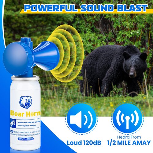 2 Pack 1.4oz Bear Horn Self Defense, Loud Air Horn for Wild Animals, 120dB Heard up to 1/2 Mile Away, Ideal for Hiking