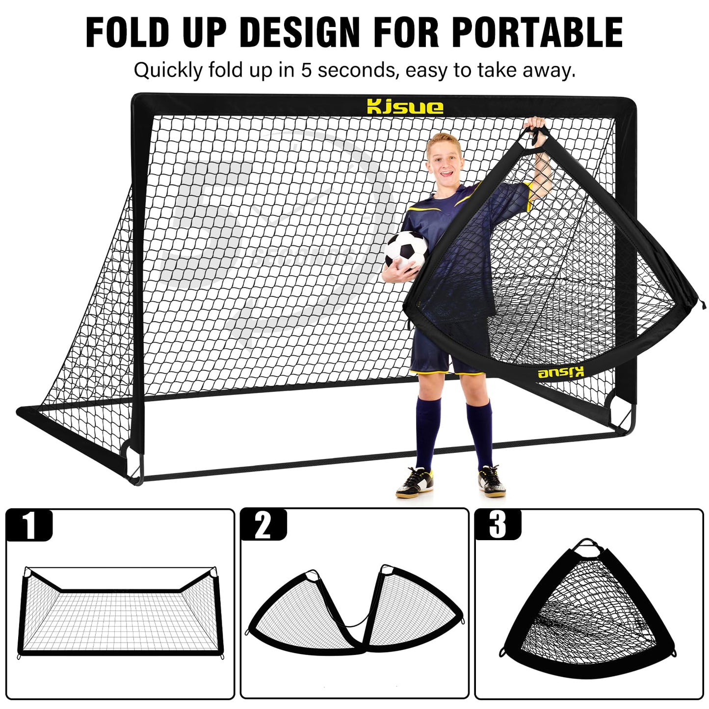 Kids Soccer Goals for Backyard Set, 2 of 6x4 ft Portable Pop Up Soccer Goal Training Equipment, Soccer Net with Target, Soccer Ball, Cones, Soccer Set for Kids Youth Toddler Sports Outdoor Games