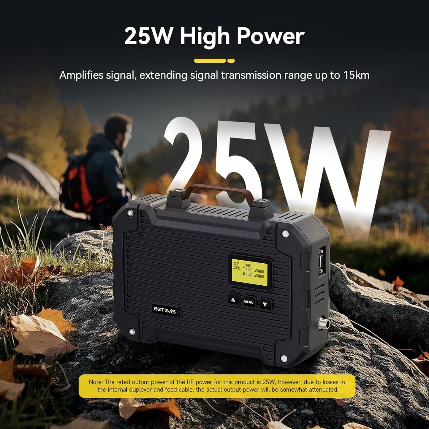 (3rd Gen RT97) Retevis RT97L Up to 25W GMRS High-Power Repeater, IP66 Waterproof, Long Range Base Station Compatible with Raspberry Pi for Farms, Remote Areas & Home Use (1 Pack)