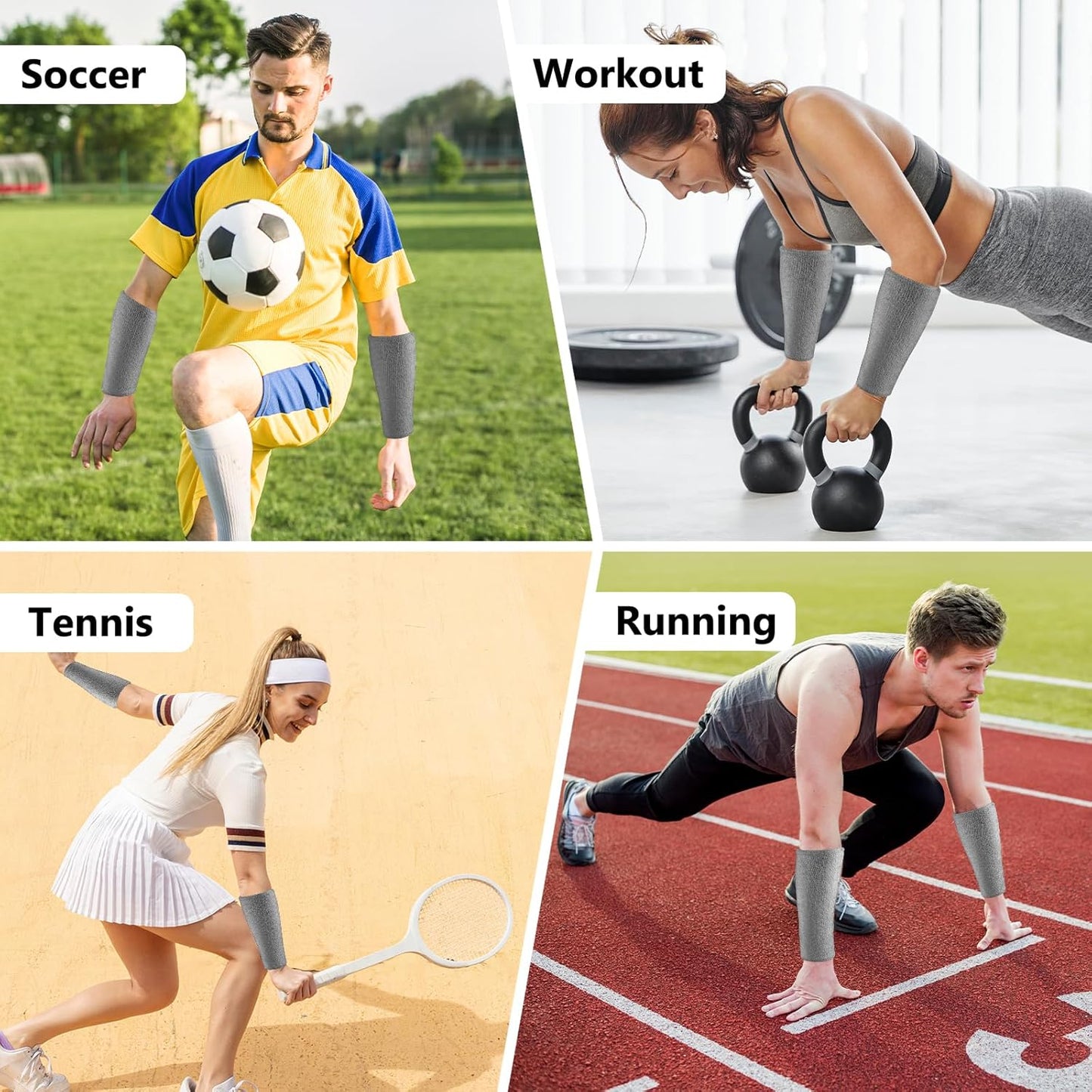 2 Pcs 9 Inch Long Wristbands Sweatbands Black Large Sweat Bands Wristbands Wrist Sweatbands Bulk Arm Sweat Bands for Men Women Weight Loss Football Workout