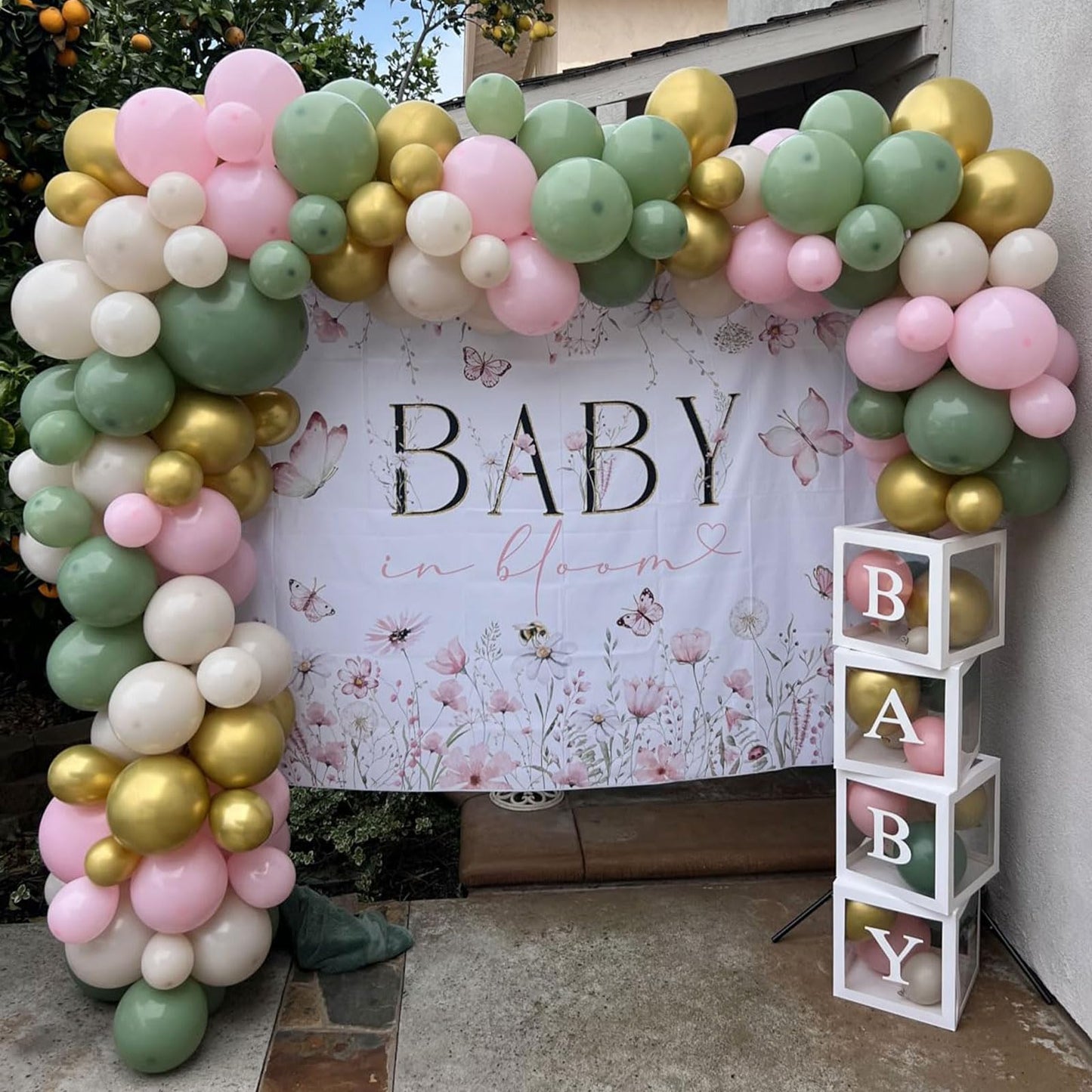 Sage Green Pink Balloon, 60 Packs 12 Inch Olive Green Pink Balloon with Sand White Metallic Gold Balloons for Floral Fairy Wildflower Baby Shower Birthday Woodland Garden Tea Party Party Decorations
