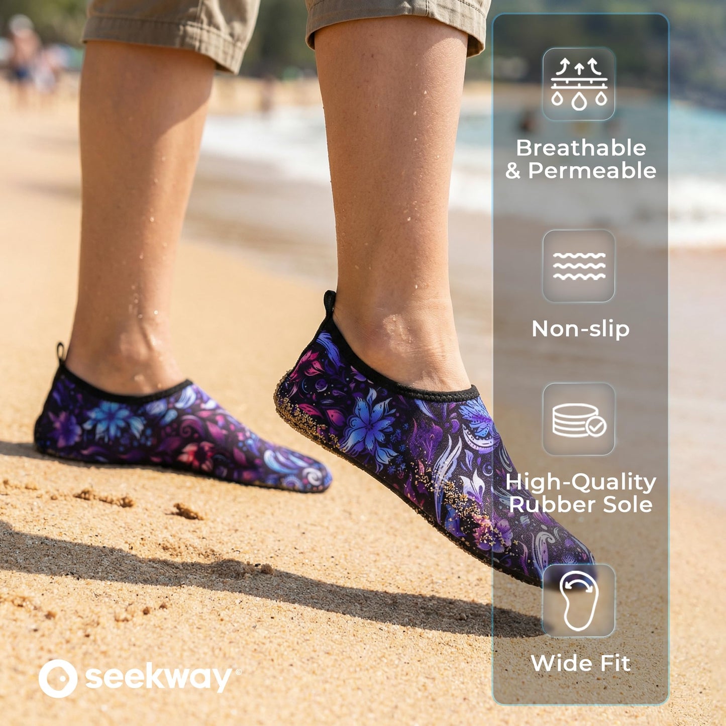 SEEKWAY Water Shoes Barefoot Aqua Socks Quick-Dry Non Slip Shoes for Beach Swim Pool River Boating Surf Women Men Bird SK002(U)