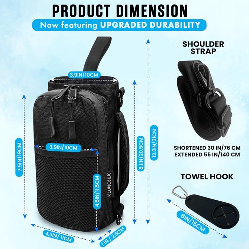 Magnetic Gym Bag – Water Bottle Holder with Strap | Crossbody Gym Pouch with Towel Hook & Phone Pocket | Hands-Free Bottle Carrier for Gym, Travel, & Outdoors