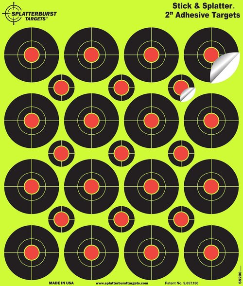 Splatterburst Targets - 2 inch Adhesive Stick & Splatter Reactive Shooting Targets - Gun - Rifle - Pistol - Airsoft - BB Gun - Pellet Gun - Air Rifle (25 Pack)