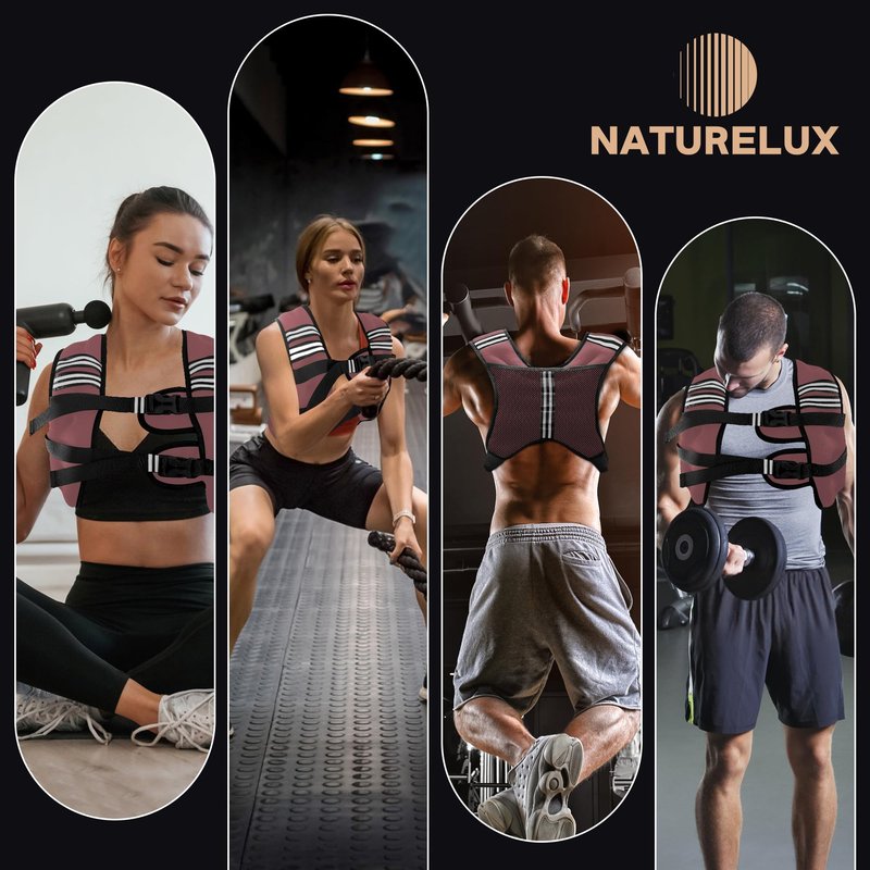 NATURELUX Weighted Vest with Reflective Stripe and Adjustable Buckle Straps, Sand Brown, 15 lbs