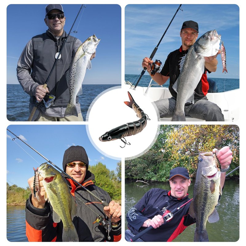 ReeMoo Fishing Lures for Bass, Topwater Fishing Lures, Multi Jointed Swimbaits, Lifelike Slow Sinking Swimming Bass Lures for Freshwater and Seawater Fishing Accessories