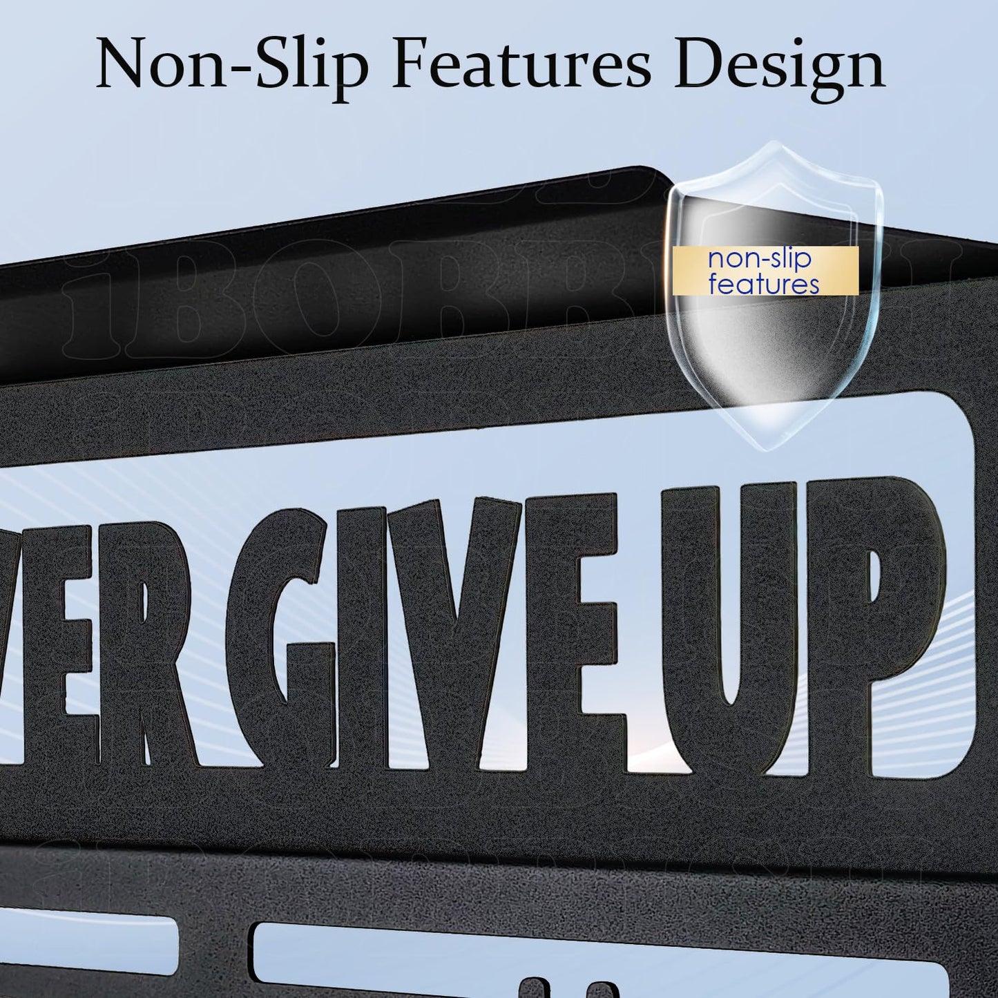 iBobbish Non-Slip Medal Hanger Display Trophy Shelf,NEVER GIVE UP Medal Hanger Display For Wall with 16inchL 4 Rows,Race Medal Display Upgraded Medal Holder Display For gymanstics,race,soccer,swim