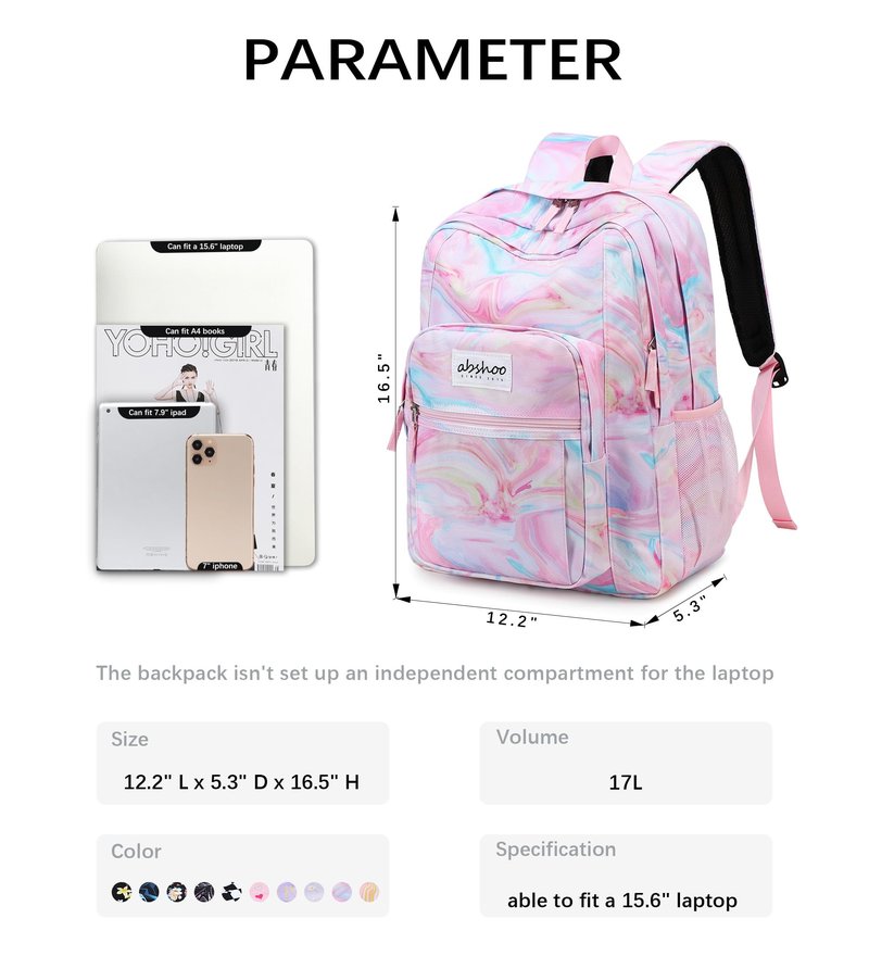 abshoo Classical Basic Tie Dye Womens School Backpack For College Teen Girls Water Resistant Bookbag (Tie Dye)