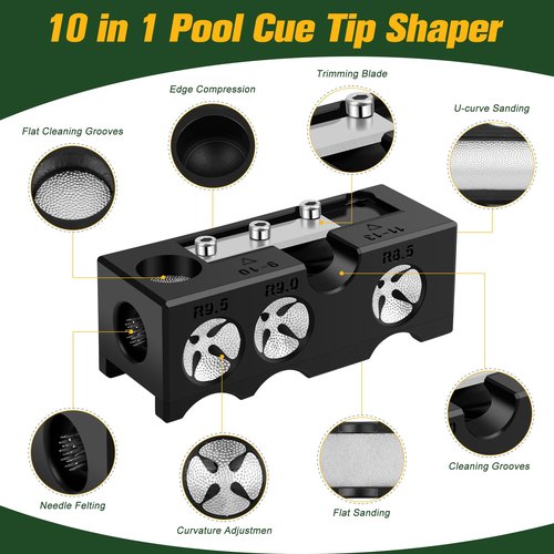 Solaradgy Billiards Pool cue Tips Replacement kit, Professional Pool Cue Tip Repair Kit, Portable Cue Stick Tool for Shaping and Replacing Tips, Complete Billiards Accessories