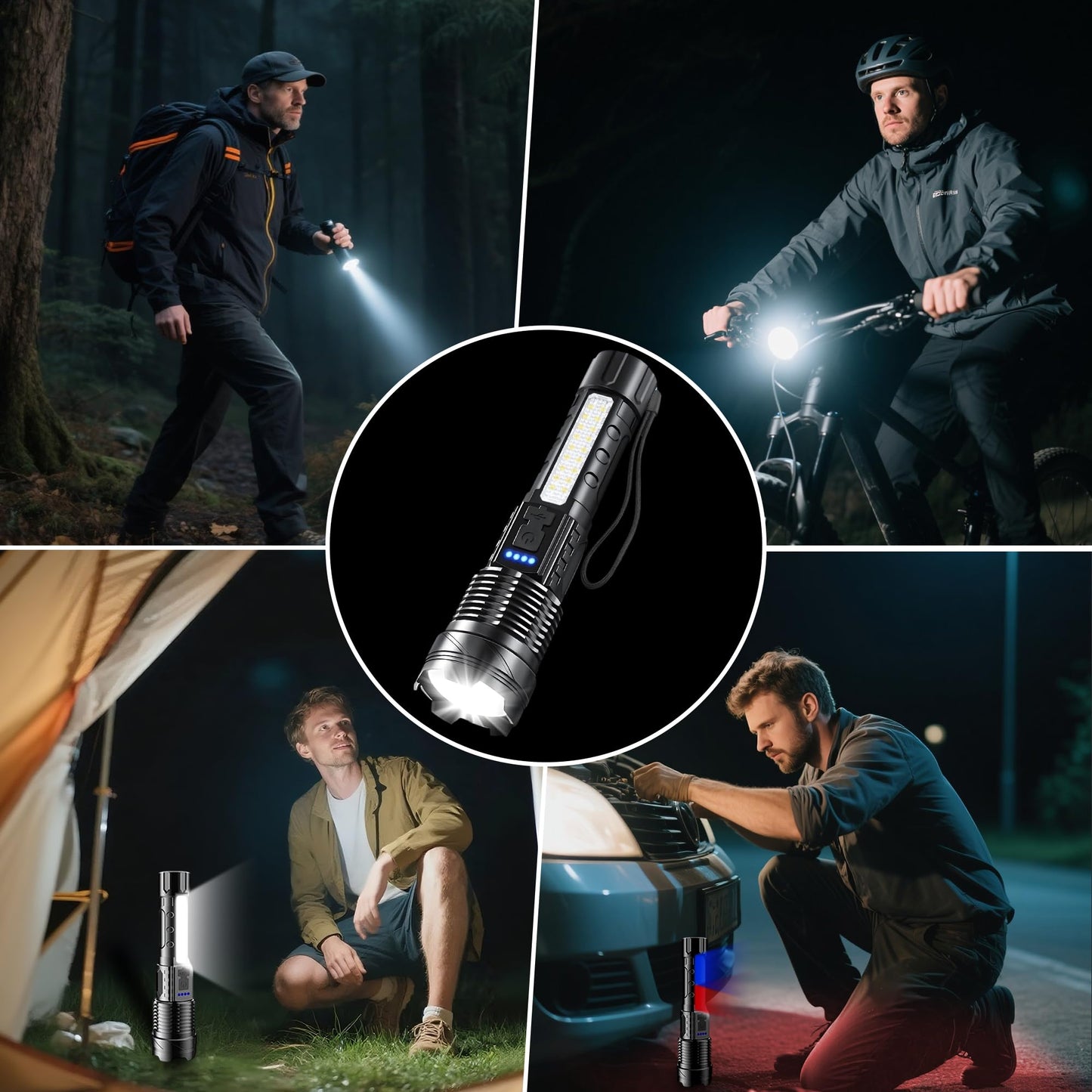 2 Pack Rechargeable Flashlights High Lumens, 7 Modes LED Flashlight Rechargeable, Super Bright Flashlight Powerful, IPX6 Waterproof, Adjustable Tactical Flashlights for Home Emergencies Camping