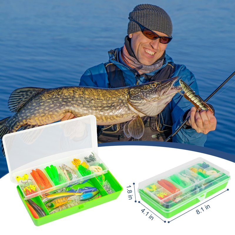 Takieaquax Fishing Lures, 92Pcs Tackle Box with Tackle Included, Crankbaits, Spoon, Hooks, Weights & Other Accessories, Fishing Bait Lure Gear Kit Gift for Men Bass Freshwater