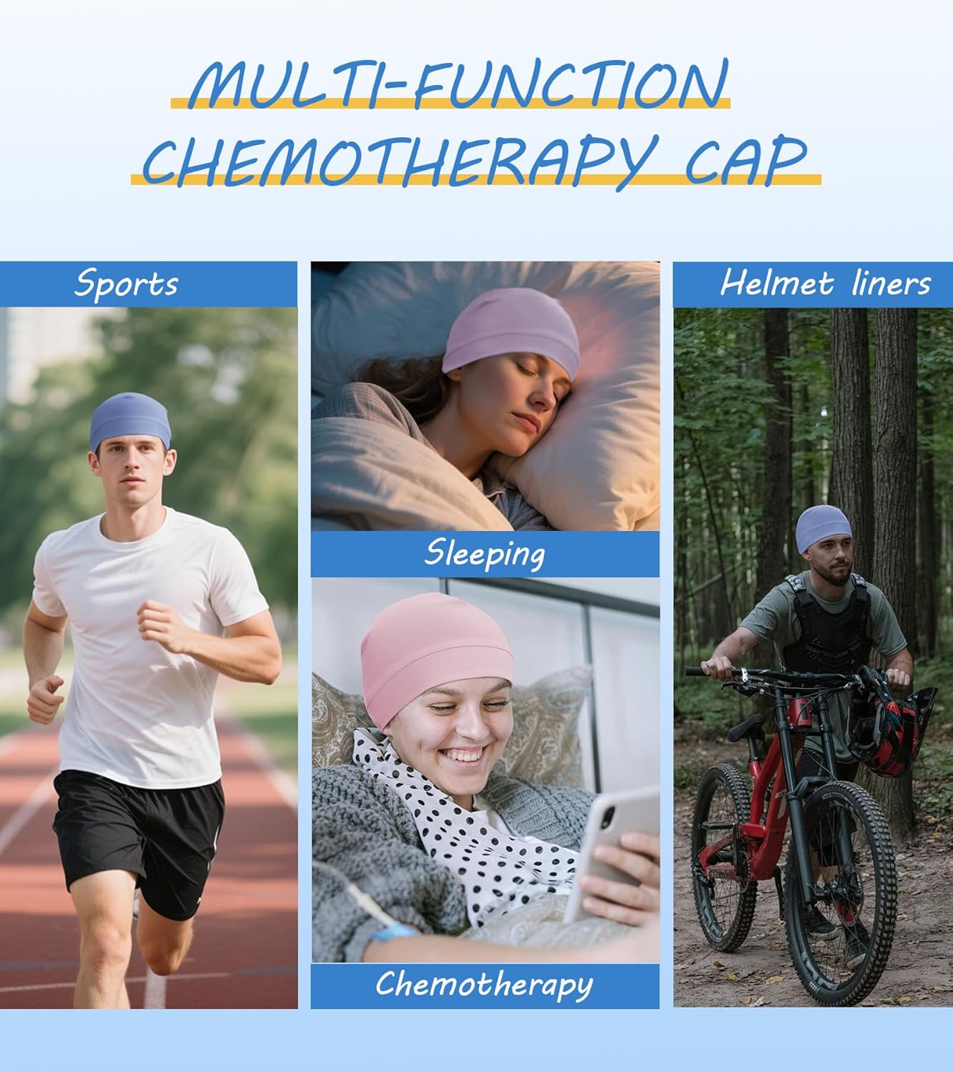 3 Pieces Cotton Skull Caps for Men Women Chemo Headwear Lightweight Beanie Sleeping Cap Helmet Liner