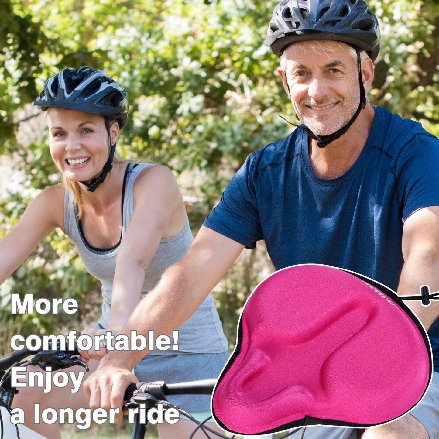 DAWAY C6 Large Comfy Cushioned Bicycle Seat Cover - Wide Gel & Memory Foam Padded Bike Saddle Cushion for Adults Youth Seniors, Fit for Peloton, Stationary Exercise, Cruiser, Mountain Road Bikes, Pink