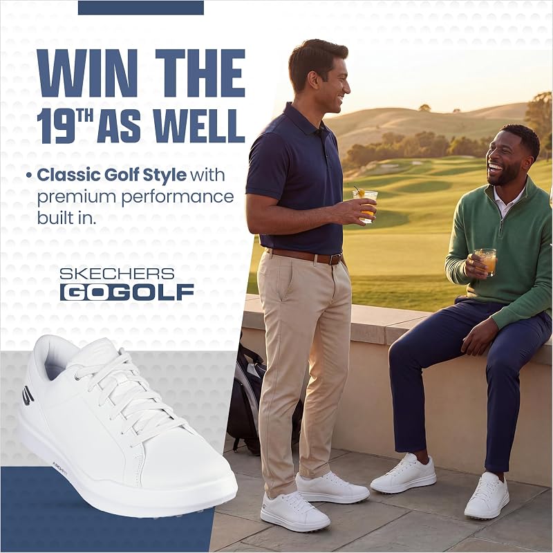 Skechers GO GOLF Drive 6 Waterproof Leather Golf Shoes - White 8
