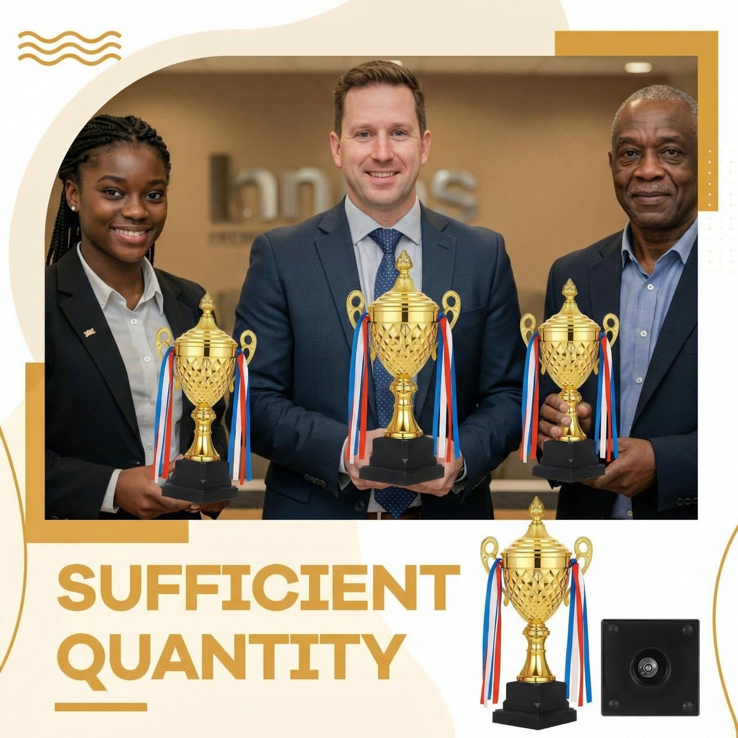Liliaafar Large Trophy Cup Bulk Gold Trophy Award for Sports Cup Championships Basketball Competitions Tournaments Ceremony Celebration Party Gift(3 Pcs,16 x 7.9 Inch)