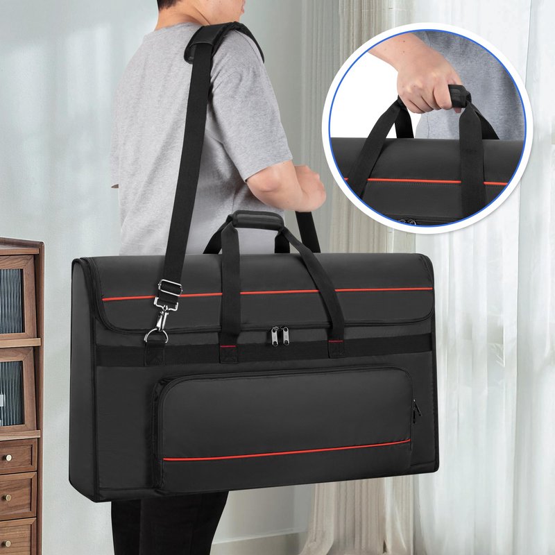 Trunab Portable Monitor Carrying Case, 27-32 Inch Computer Screen Padded Bag Hold Up to 2 LCD Screens/TVs, Not Compatible with iMac, with Accessories Pocket, PU Bottom, for Travel, Work, Transport