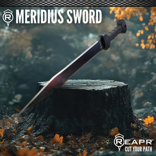 REAPR Meridius 25??Full?‘Tang Double?‘Edged Sword with Nylon Sheath, Black Oxide 420 Stainless Steel