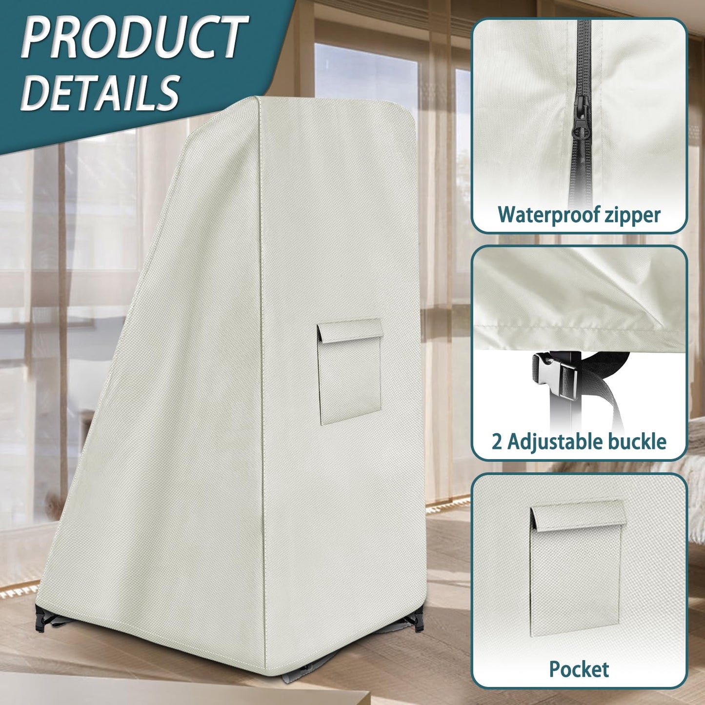 Iceberg Elf Inversion Table Cover - Dustproof and Waterproof Inversion Equipment Protection Covers (47" L X 28.3" W X 63" H, Beige) - Keep Your Inversion Table Safe from Dirt and Scratches