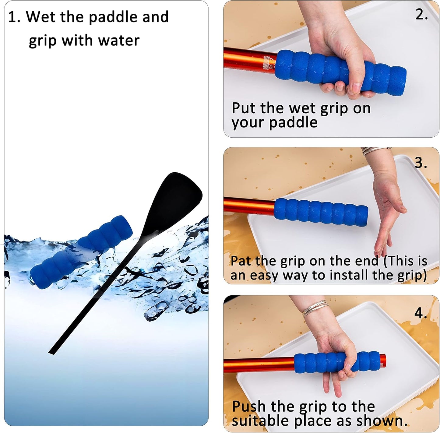 Kayak-Paddle-Grips-2-Pack - No-Slip Oar-Grip for Take-Apart Paddles,Blister Prevention Kayaking Accessories(Diameter 30mm/1.18 inches)