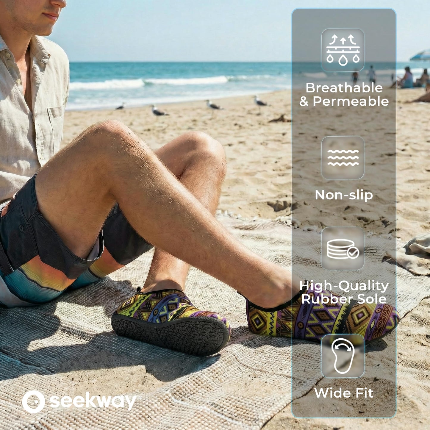 SEEKWAY Water Shoes Barefoot Aqua Socks Quick-Dry Non Slip Shoes for Beach Swim Pool River Boating Surf Women Men Bird SK002(U)