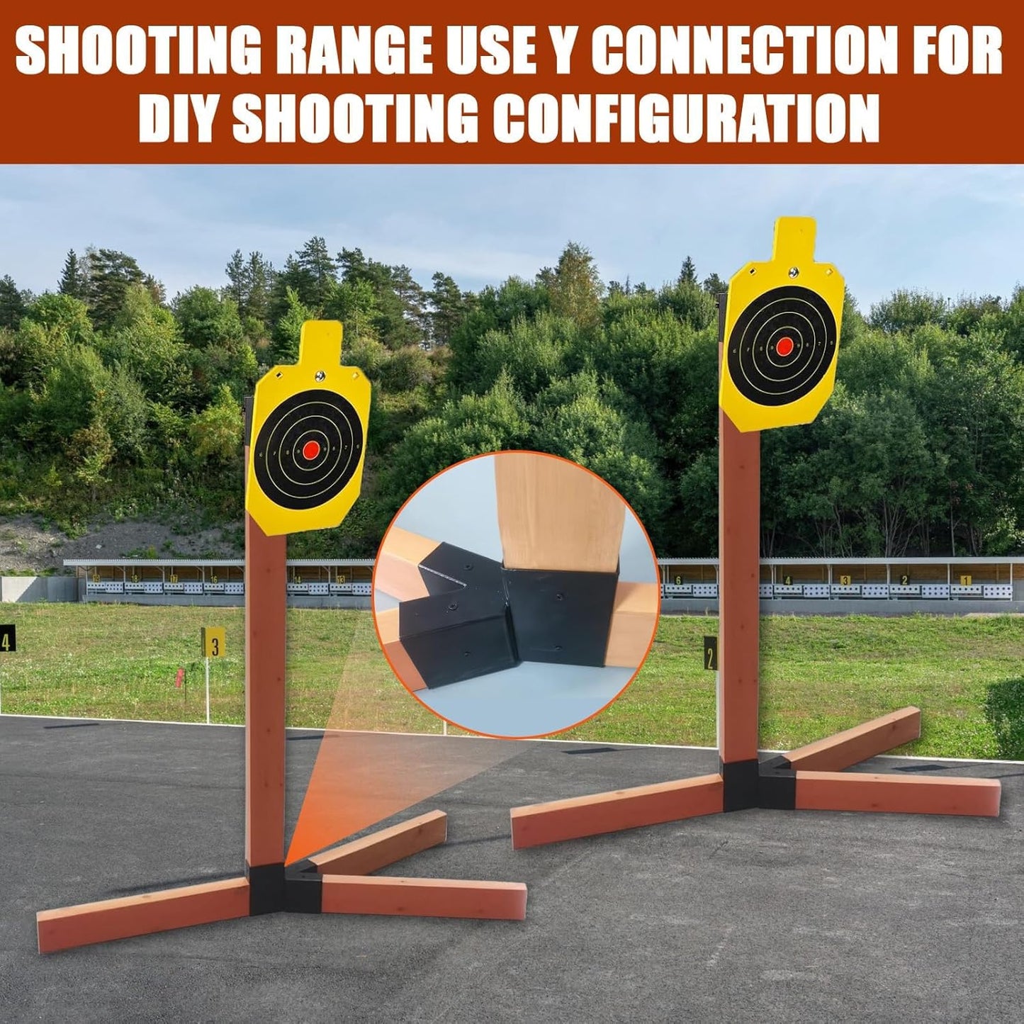 2x4 Target Stand Brackets, Heavy Duty Y and T Connectors with 12 Hooks, 1.5mm Thick Steel Frame, 1.6x3.6In I.D, for Outdoor Shooting, Archery and Gym Training
