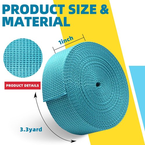 Wholelovein 16 Rolls 1 Inch Wide Heavy Cotton Webbing Strap 3.3 Yard 16 Colors Polyester Webbing Strap for DIY Making Bag Handles, Crafting Gear Repair, Pet Leash, Backpack, Gardening Accessories