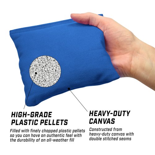 GoSports Official Regulation Cornhole Bean Bags Set (8 All Weather Bags) - Red and Blue