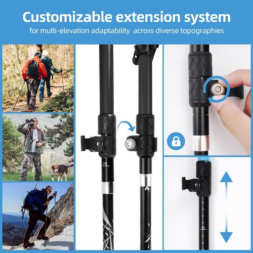 Folding Trekking Poles, Hiking Travel Poles, Hiking Equipment, Lightweight Trekking Poles, Suitable for Men and Women, The Elderly and Children,with an Outdoor Compass