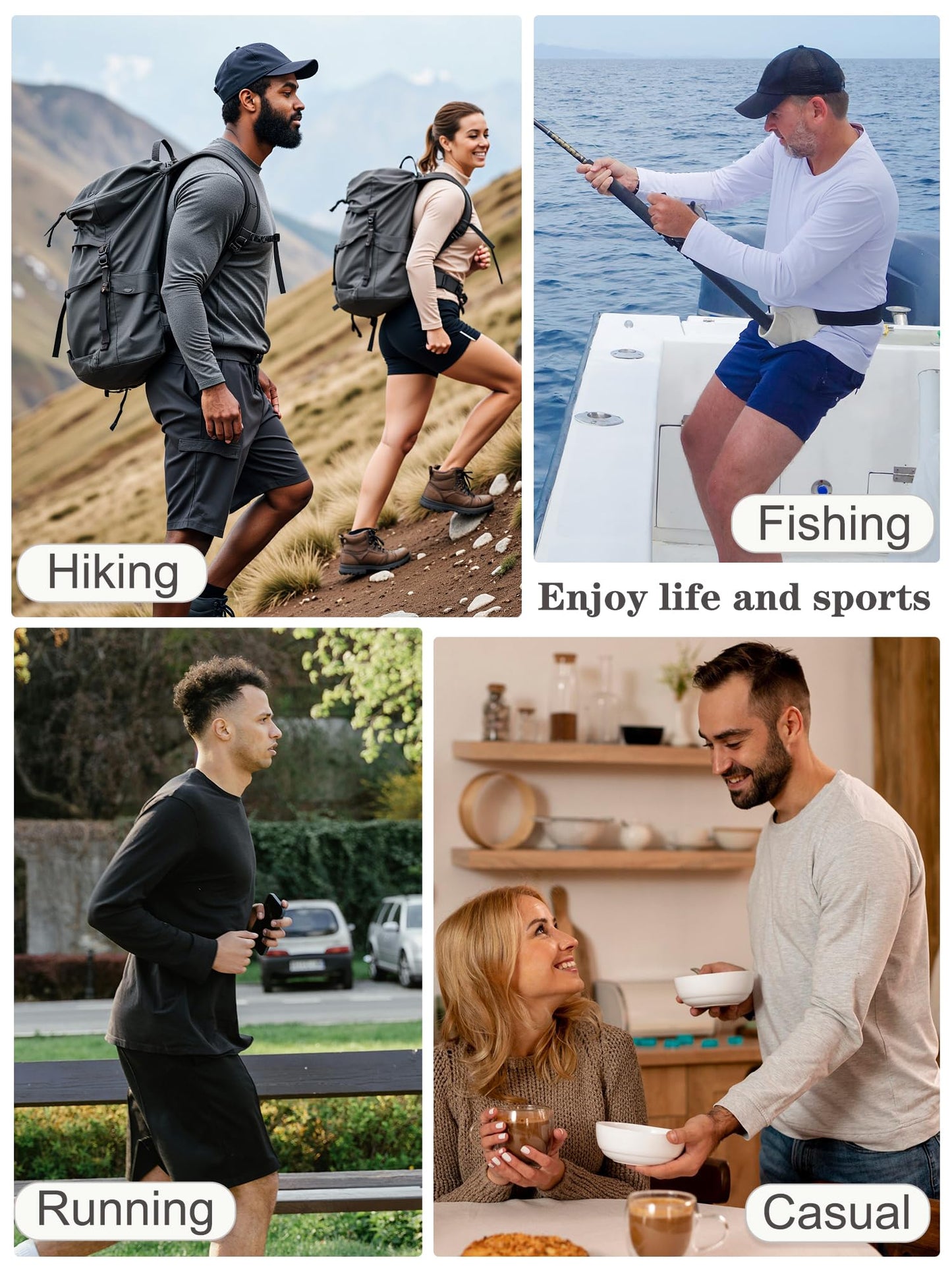 PLUMZJOY Mens UPF 50+ UV Sun Protection Shirts Outdoor Long Sleeve SPF Diving Rash Guard for Fishing Hiking Running Swim Black L