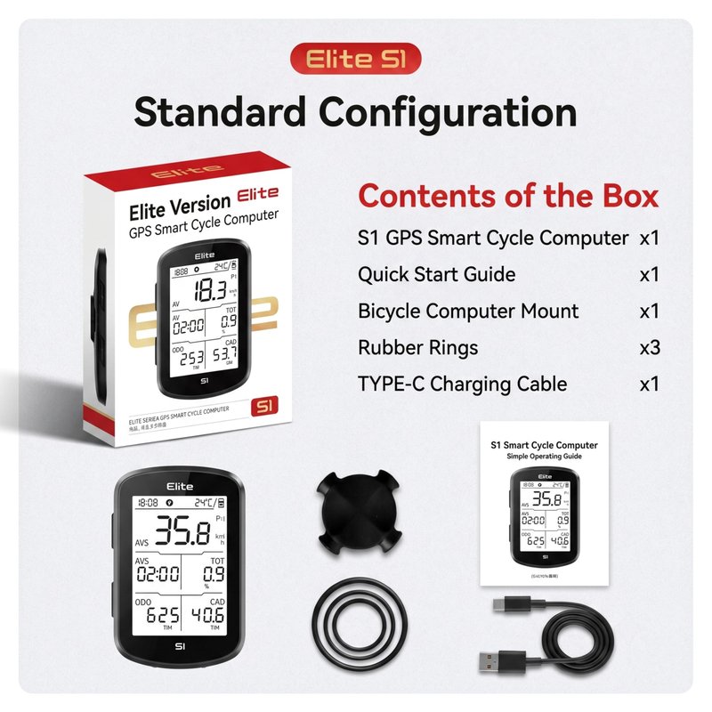 Navihood S1 Cycling Computer, Entry Level GPS Bike Computer Wireless, Laminated 2.8" Screen, Ultra Thin and Lightweight Bike Speedometer, IPX7 Waterproof,Bluetooth (Black)