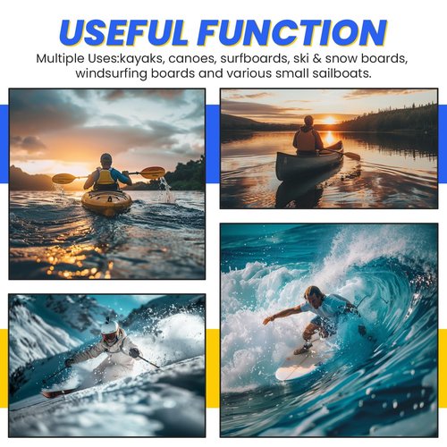 ECOTRIC Kayak Roof Rack J-Bar Rack HD Universal Kayak Carrier Holder Canoe Boat Surf Ski Board Roof Top Mounted on Crossbar for Car SUV Truck Set of 4