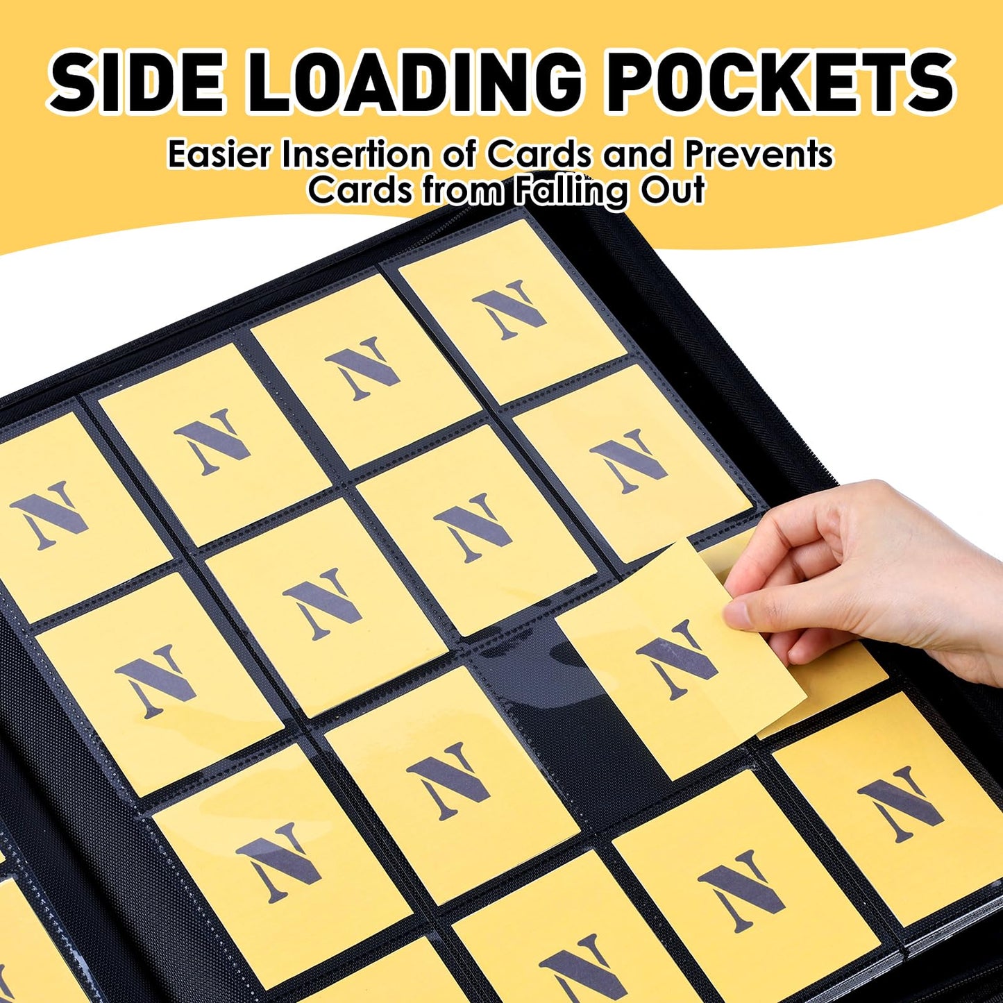 16 Pocket Card Binder,1280 Pockets Ringless Trading Card Binder,Premium Zipper Card Album Folder for TCG,MTG,Game&Sports Cards(BLACK)