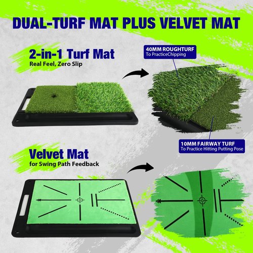 10x7 FT Golf Net with 2-in-1 Replaceable Non-Slip Golf Hitting Mat, Pro-Grade Chipping Golf Practice Net Kit, Net for Golf Driving Nets for Backyard, Indoor & Outdoor Use