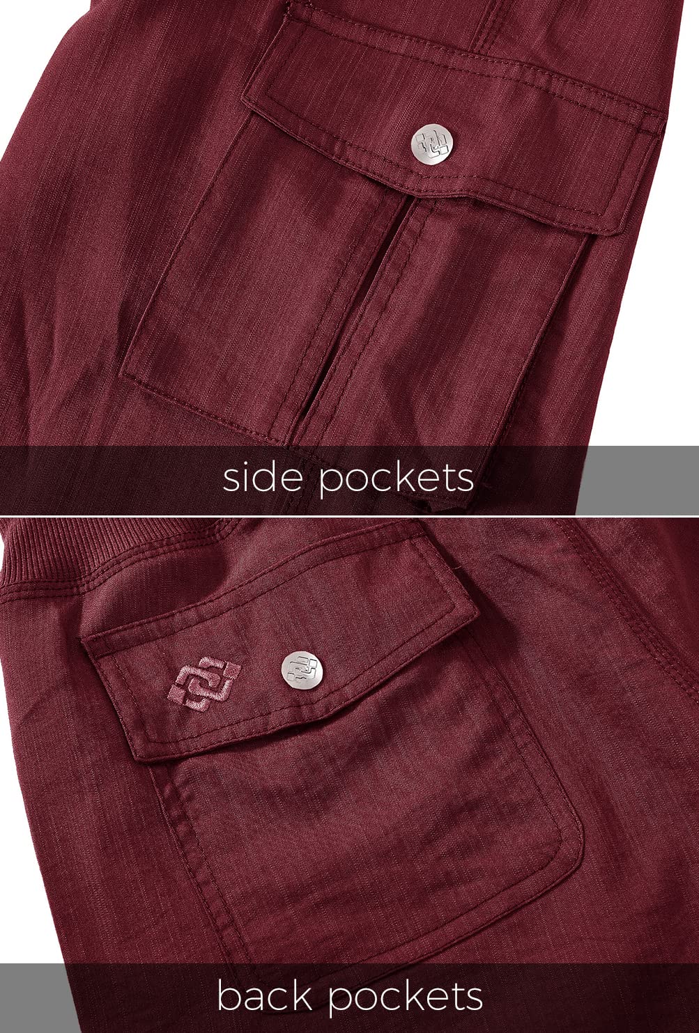 MoFiz Womens Capris with Pockets Loose Fit Casual Capri Pants Dressy Lightweight Ladies Baggy Cargo Pants for Hiking Burgundy Red 3XL