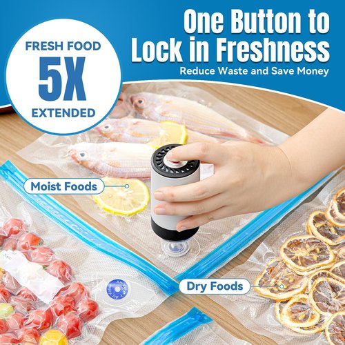 Billty Handheld Vacuum Sealer, 3rd Generation Vacuum Sealer for Food + 30 Sous Vide Bags