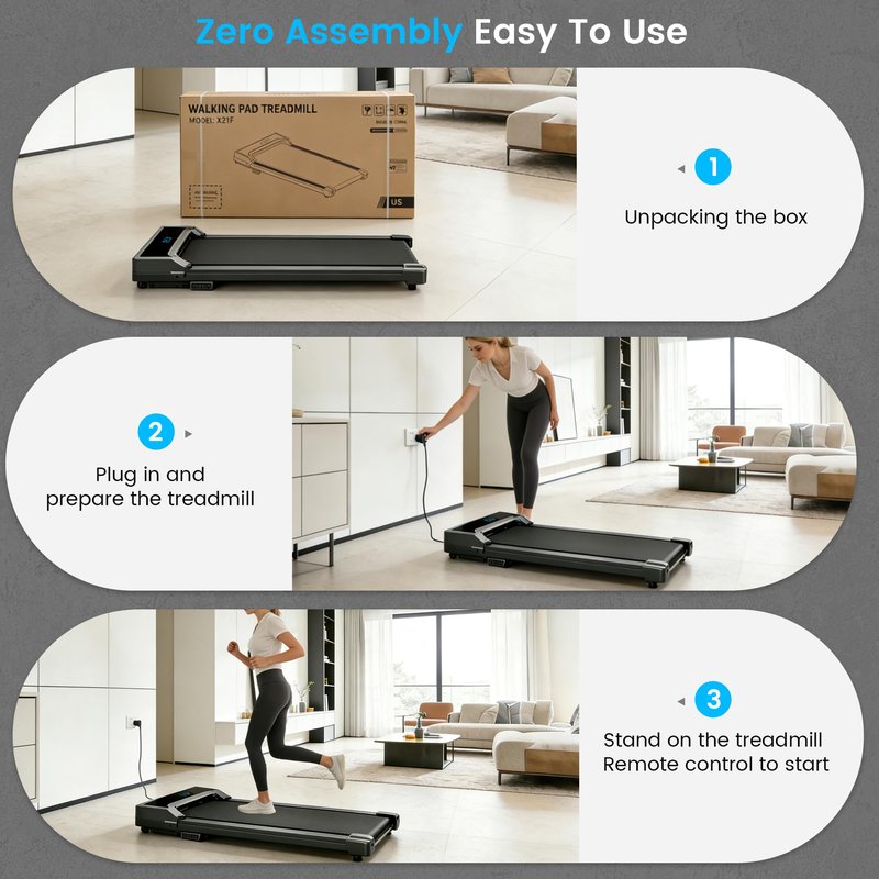 Walking Pad Treadmill for Home - Under Desk Walk Pads with Remote Control Mini Running Portable Electric Machine Adjustable Slim Compact with 0.6-4.0MPH Max up 220 Lbs Modes for Office Small Spaces