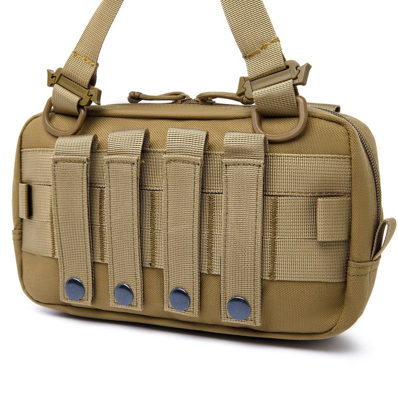 Taxatm Molle Admin Pouch with Laser Cutting Loop,EDC EMT Molle Pouches, Large Capacity Organizer Waist Pouch Include US Flag (Small Brown-Without Accessories)