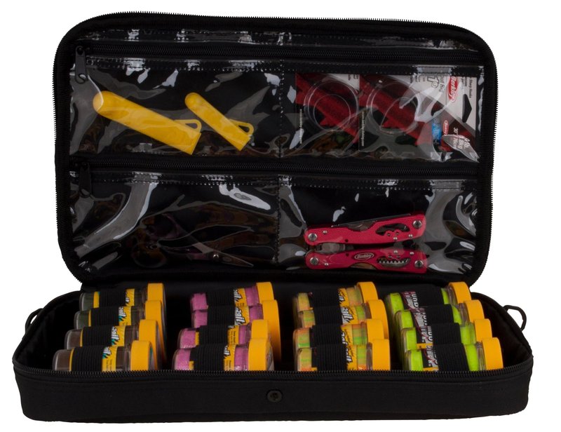 Berkley Jar Bait Folder, 16 Jars Not Included, Black and Red, Fishing Storage Soft Tackle Bag, Bait and Tackle Accessories Container for Anglers