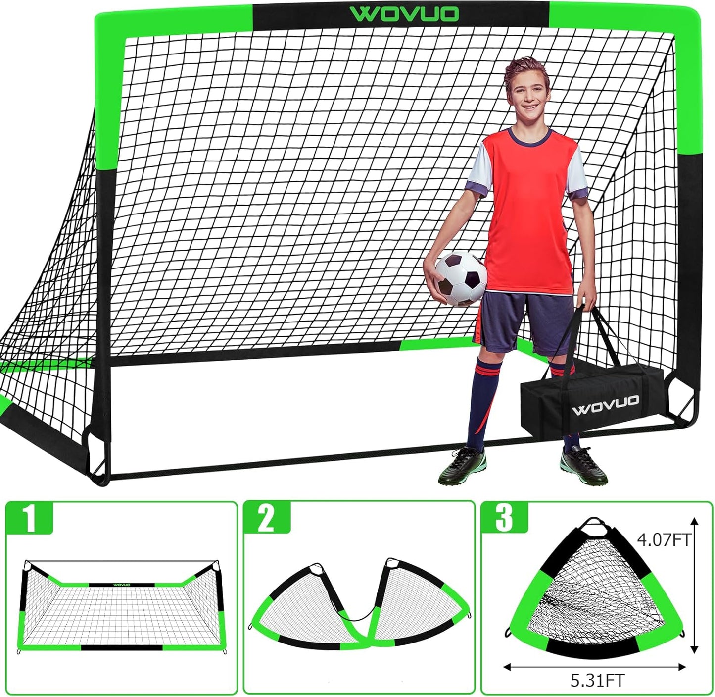 Kids Soccer Goals for Backyard Set of 2, 6x4 ft Portable Toddler Soccer Goal Training Equipment with Soccer Target, Ball, Cones, Soccer Net for Kids Age 3-5 6-8 8-12 10-12-14 Outdoor Sports Games Gift