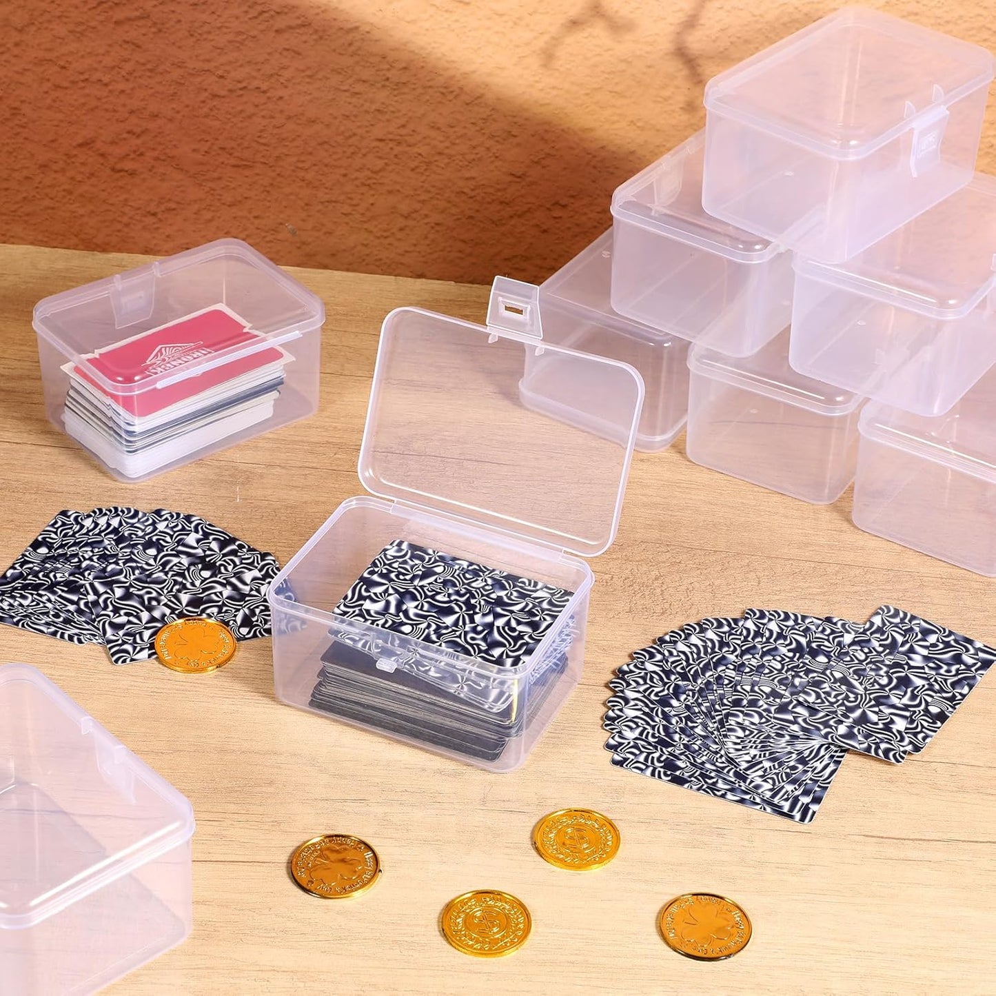 10 PCS Clear Playing Card Case, 4.7 X 3.34 X 2.55in Plastic Playing Card Storage Box, Snaps Closed Cards Game Storage Box for Game Cards, Puzzle, Chess Pieces, Jewelry, Bead