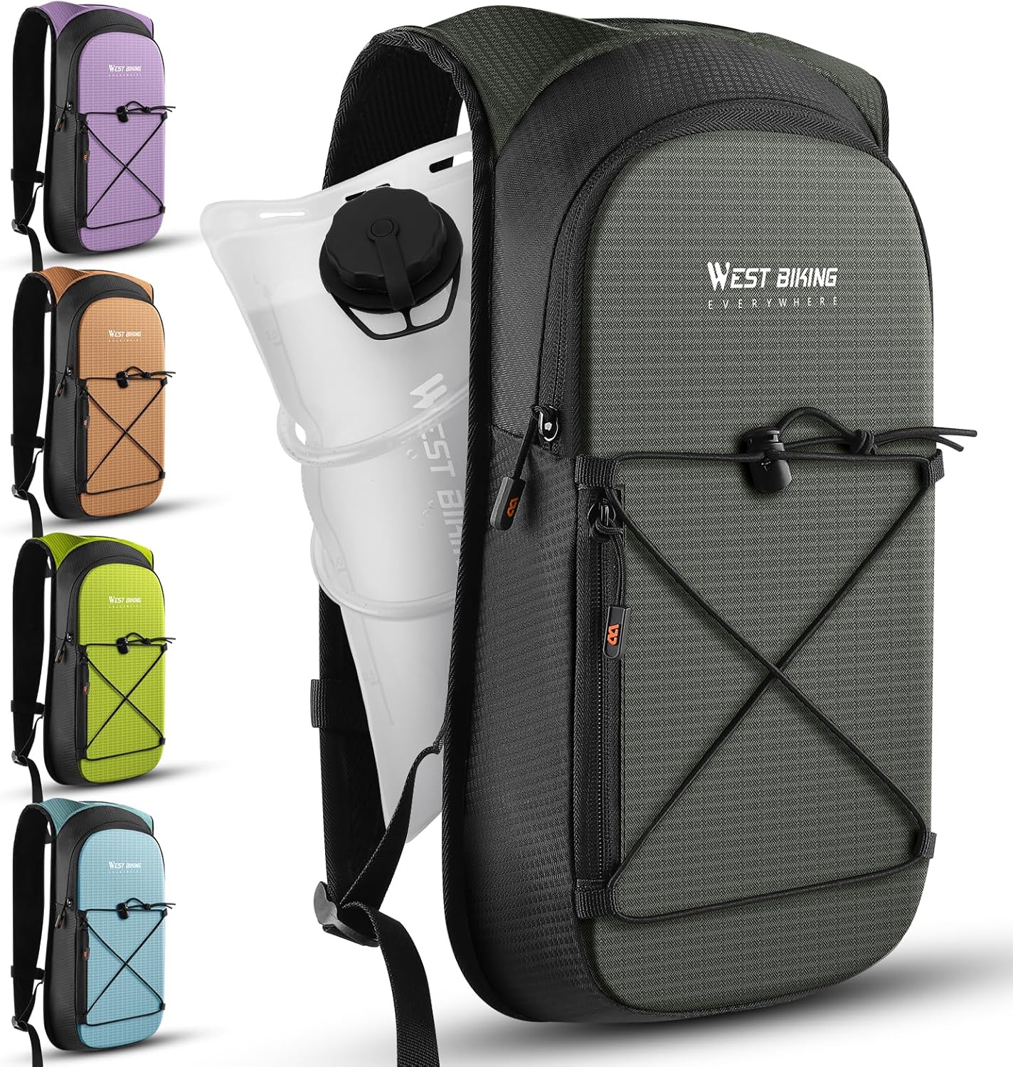 Hydration Backpack with TPU Hydration Bladder, Lightweight Hiking Water Backpack, Hydration Pack with 2L Water Bladder for Running, Cycling Climbing Camping Outdoor Sports