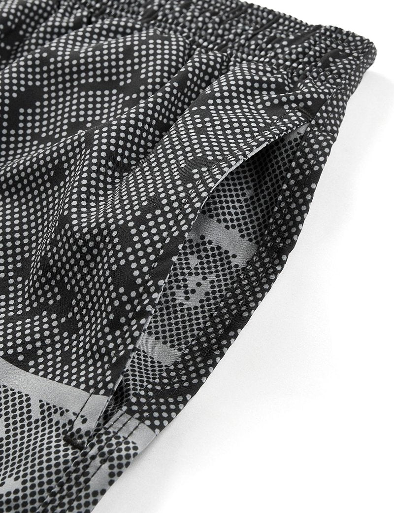 ELETOP Men's Swim Trunks Quick Dry Bathing Suit Swimming Board Shorts Mesh Lining Beach Swimwear Stripe Grey XL