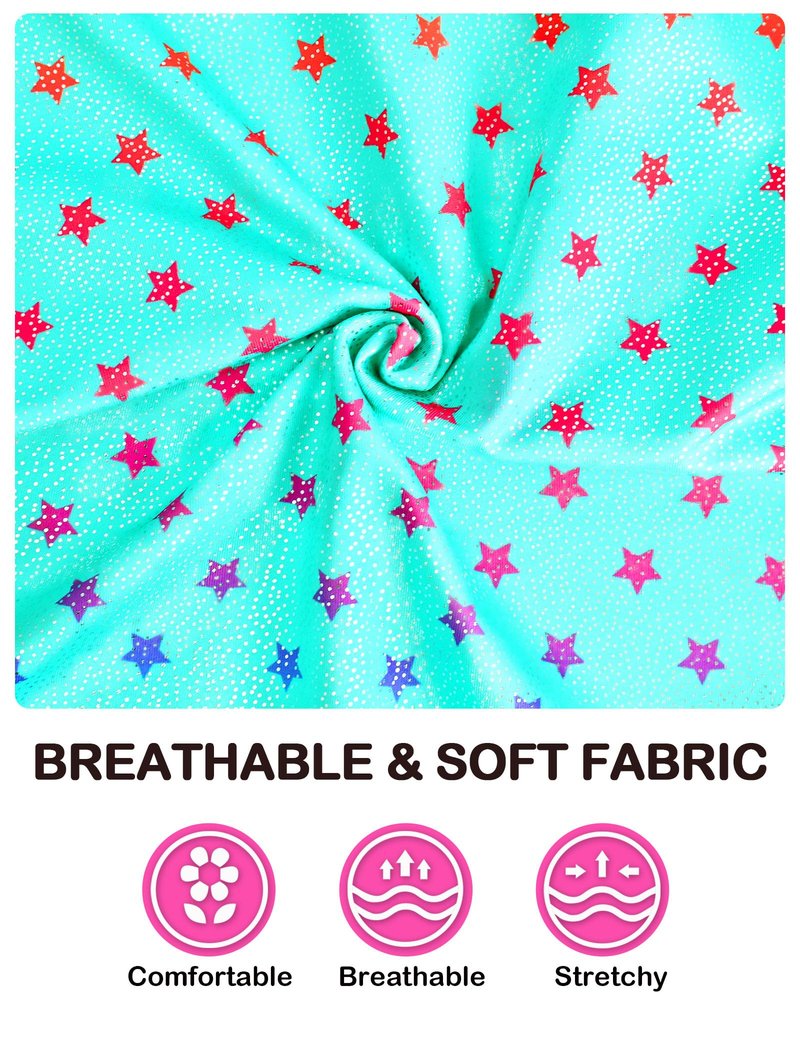 Domusgo Gymnastics Leotards for Girls Size 10-12 Years Old Green Stars Sparkly One Piece Tumbling Outfits